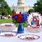 50Pcs 4th of July Flower Memorial Day Plates 10" Buffalo Plaid Vases Flowers Patriotic Plates Disposable American Flag Tableware for 4th of July Independence Day Veterans Day Party Decor